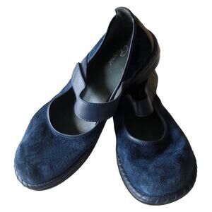 Propet Mary Jane Suede Comfort Shoes Navy Blue Size 8.5 Wide